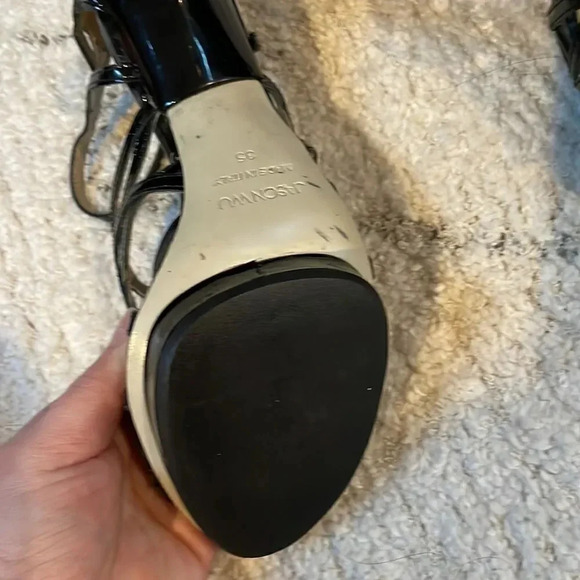 *Final Price* Jason Wu Black Patent Strappy Stiletto Heels Designer Size 35 GUC - Picture 6 of 7